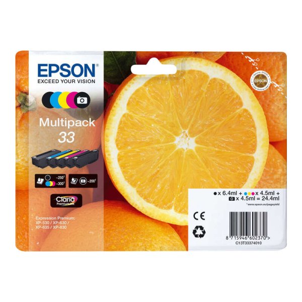 Multipack cartucce C13T33374011 EPSON 5 colori 250+4X300 PAGINE - originale | stampaperfetta.it