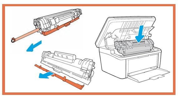Rimuovere protezioni toner e cartucce
